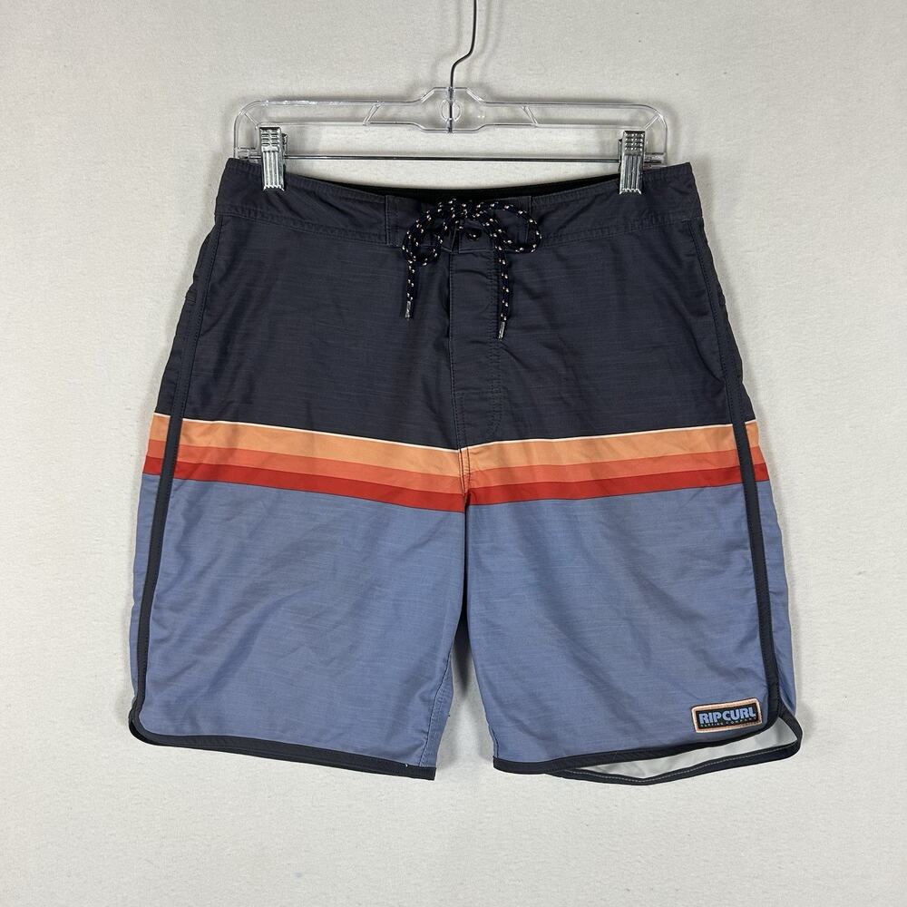 Rip Curl Board Shorts Men's Size 30 Swim Trunks Surf Striped Blue Casual Beach